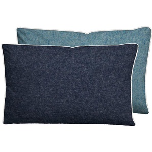 Kissenbezug BIBERNA Hermal Kissenbezüge Gr. B/L: 40 cm x 60 cm, 1 St., Biber, blau Kissenbezüge uni Wendekissenbezug, Made in Germany zertifiziert, geeignet im Winter