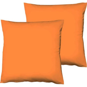 Kissenbezug FLEURESSE Colours Mako Satin, 100% Baumwolle, mit Reißverschluss Kissenbezüge Gr. B/L: 40 cm x 40 cm, 2 St., Mako-Satin, orange (hellorange) Kissenbezüge uni Kissenhülle in diversen Größen, mercerisiert und supergekämmt