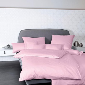 Kissenbezug JANINE Colors Color Kissenbezüge Gr. B/L: 80 cm x 40 cm, 2 St., Mako-Satin, rosa (rose) Kissenbezüge uni mit Reißverschluss