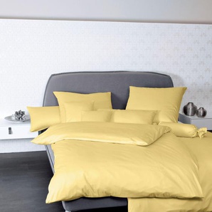 Kissenbezug JANINE Colors Mako Satin Kissenbezüge Gr. B/L: 80 cm x 80 cm, 1 St., Mako-Satin, gelb Kissenbezüge uni mit Reißverschluss, Kissenhülle, feinfädig, 100% Baumwolle