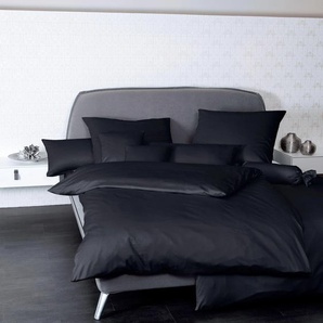Kissenbezug JANINE Colors Mako Satin Kissenbezüge Gr. B/L: 80 cm x 80 cm, 1 St., Mako-Satin, schwarz Kissenbezüge uni mit Reißverschluss, Kissenhülle, feinfädig, 100% Baumwolle