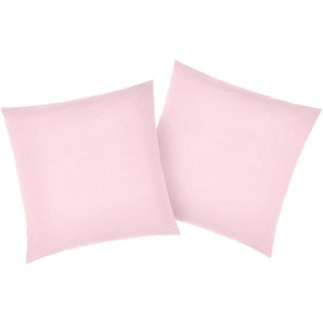 Kissenbezug MY HOME Luisa Kissenbezüge Gr. B/L: 80 cm x 80 cm, 2 St., Renforcé, rosa Kissenbezüge uni aus 100% Baumwolle, mit Knöpfen, pflegeleicht, atmungsaktiv,