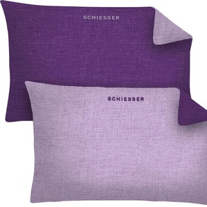 Kissenbezug SCHIESSER Schiesser Doubleface Kissenbezüge Gr. B/L: 80 cm x 40 cm, 2 St., Baumwolle, lila (helllila, lila) Kissenbezüge uni in tollen Unifarben