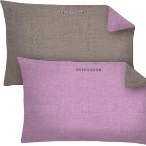 Kissenbezug SCHIESSER Schiesser Doubleface Kissenbezüge Gr. B/L: 80 cm x 40 cm, 2 St., Baumwolle, rosa (rosa, silberfarben) Kissenbezüge uni in tollen Unifarben