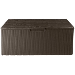 Kissenbox, Braun, Kunststoff, 124x56x54 cm, Deckel aufklappbar, UV-beständig, geeignet zum Sitzen, Aufbewahrung & Schutzhüllen, Gartenboxen