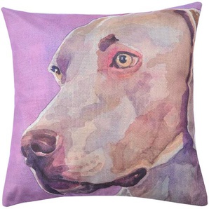 Clayre & Eef Kissenbezug 43x43 cm Braun Violett Polyester Quadrat Hund Dekokissenbezug