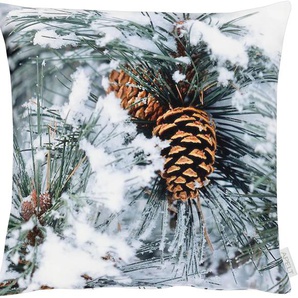 Kissenhülle APELT 4624 Kissenbezüge Gr. B/L: 46 cm x 46 cm, 1 St., Baumwolle-Polyester, braun (braun, grau) Kissenbezüge gemustert ohne Füllung