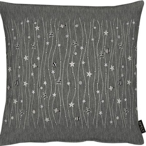 Kissenhülle APELT 6301 Kissenbezüge Gr. B/L: 49 cm x 49 cm, 1 St., Polyester, silberfarben (anthrazit, silberfarben) Kissenbezüge gemustert