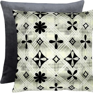 Kissenhülle APELT Liz Kissenbezüge Gr. B/L: 46 cm x 46 cm, 1 St., Polyester, schwarz (natur, schwarz) Kissenbezüge gemustert Wendekissenhülle ohne Füllung