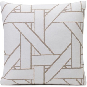 Kissenhülle GÖZZE Lombok Kissenbezüge Gr. B/L: 40 cm x 40 cm, 1 St., Polyester, grau (taupe, weiß) Kissenbezüge gemustert