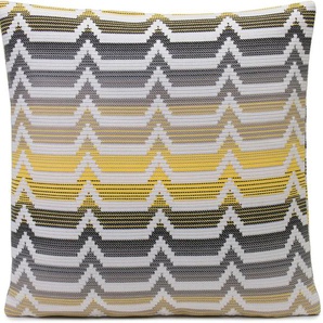 Kissenhülle GÖZZE Naxos Kissenbezüge Gr. B/L: 50 cm x 50 cm, 1 St., Polyester, gelb (anthrazit, gelb, weiß) Kissenbezüge gemustert