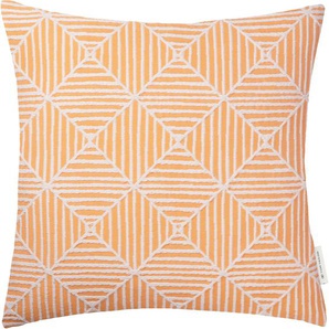 Kissenhülle Graphic Lines Kissenbezüge Gr. B/L: 45 cm x 45 cm, 1 St., Baumwolle-Leinen, orange (hellorange) Kissenbezüge gemustert mit Struckturmuster