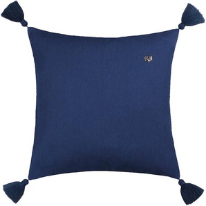 Kissenhülle Hamptons Kissenbezüge Gr. B/L: 40 cm x 40 cm, 1 St., Polyester-Baumwolle, blau (dunkelblau) Kissenbezüge uni mit Quasten