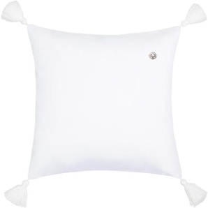 Kissenhülle Hamptons Kissenbezüge Gr. B/L: 40 cm x 40 cm, 1 St., Polyester, weiß (offwhite) Kissenbezüge uni mit Quasten