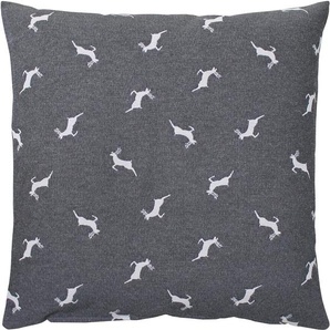 Kissenhülle HOSSNER - HOMECOLLECTION Sprunghirsch, Weihnachtsdeko Kissenbezüge Gr. B/L: 40 cm x 40 cm, 2 St., Polyester-Baumwolle, grau (grau, beige) Kissenbezüge gemustert