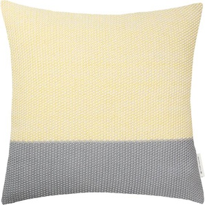 Kissenhülle Knitted Block Kissenbezüge Gr. B/L: 45 cm x 45 cm, 1 St., Baumwolle, gelb (hellgelb) Kissenbezüge gemustert aus weicher Strickqualität