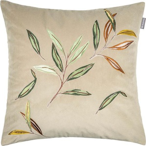 Kissenhülle Leaves Kissenbezüge Gr. B/L: 45 cm x 45 cm, 1 St., Polyester, bunt (grün, natur, orange) Kissenbezüge gemustert