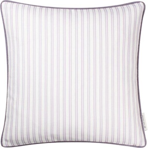 Kissenhülle Little Stripes Kissenbezüge Gr. B/L: 45 cm x 45 cm, 1 St., Polyester-Baumwolle, lila (flieder) Kissenbezüge gemustert mit Rundum-Keder