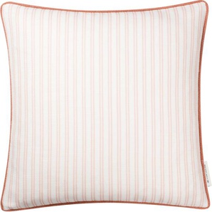Kissenhülle Little Stripes Kissenbezüge Gr. B/L: 45 cm x 45 cm, 1 St., Polyester-Baumwolle, orange (hellorange) Kissenbezüge gemustert mit Rundum-Keder