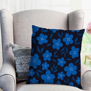 Kissenhülle QUEENCE Fango Kissenbezüge Gr. B/L: 40 cm x 40 cm, 1 St., Polyester, blau Kissenbezüge gemustert Blumen