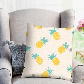 Kissenhülle QUEENCE Faun Kissenbezüge Gr. B/L: 40 cm x 40 cm, 1 St., Polyester, gelb Kissenbezüge gemustert Ananas