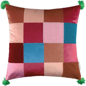 Kissenhülle TOM TAILOR HOME Check Kissenbezüge Gr. B/L: 45 cm x 45 cm, 1 St., Polyester, bunt (bunt, pink, rot) Kissenbezüge gemustert