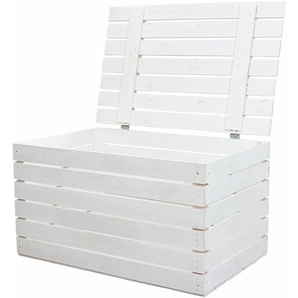 Kistenkolli Altes Land - Grosse Holztruhe 80er weiss mit Deckel 80x50x39cm - Geflammt