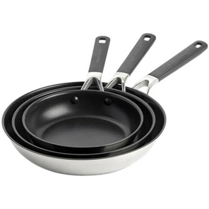 Kitchenaid Pfannenset Classic Stainless Steel, Schwarz, Silber, Metall, Kunststoff, 3-teilig, 0 L, rund, PFAS-frei, Kochen, Pfannen, Pfannensets