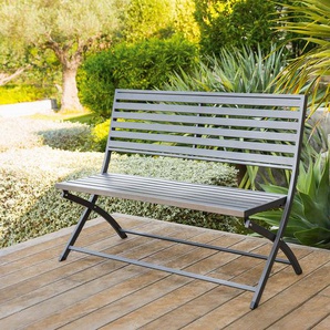 Klappbare Gartenbank OLBIA in Graphitgrau Epoxidbeschichteter Stahl Hespéride