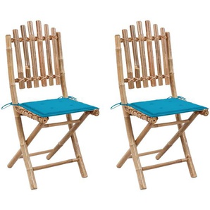 Klappbare Gartenstühle 2 Stk. mit Kissen Bambus