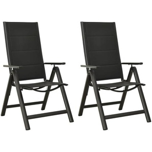 Klappbare Gartenstühle 2 Stk. Textilene und Aluminium Schwarz