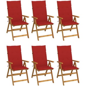 Klappbare Gartenstühle 6 Stk. mit Auflagen Massivholz Akazie Rot