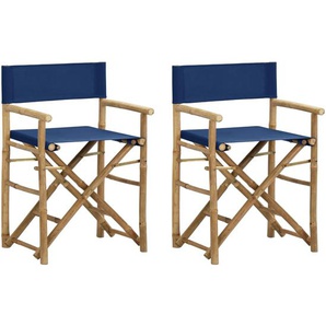 Klappbare Regiestühle 2 Stk. Blau Bambus und Stoff 60x45x88 cm