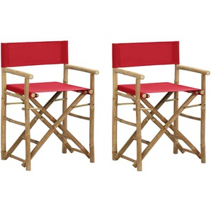 Klappbare Regiestühle 2 Stk. Rot Bambus und Stoff 60x45x88 cm