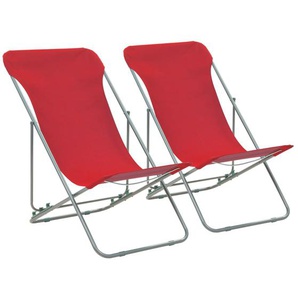 Klappbare Strandstühle 2 Stk. Stahl und Oxford-Gewebe Rot 75x57x99 cm