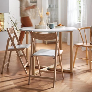 Klappbarer Esstisch - braun - Massivholz -