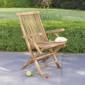 Klappbarer Gartensessel aus massivem, geöltem Teakholz