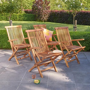 Klappbarer Gartensessel massives geöltes Teakholz ( 4er Set)