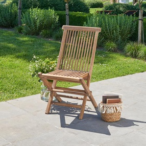 Klappbarer Gartenstuhl aus massivem, geöltem Teakholz