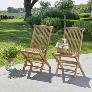 Klappbarer Gartenstuhl massives geöltes Teakholz ( 2er Set)