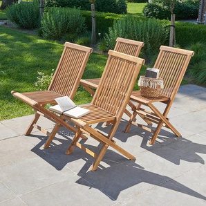 Klappbarer Gartenstuhl massives geöltes Teakholz ( 4er Set)