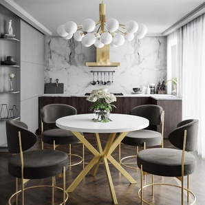 Klappbarer runder Tisch EVERTON GOLD 100 cm Arktisches Weiß