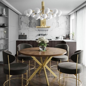Klappbarer runder Tisch EVERTON GOLD 120 cm Arktisches Weiß