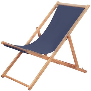Klappbarer Strandstuhl Stoff und Holzrahmen Blau