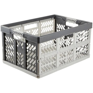 Klappbox KEEEPER ben Einkaufskörbe grau (hellgrau) Aufbewahrungsbox Faltbox Stapelbox Faltboxen Einkaufskörbe mit Soft-Touch-Griffen, Made in Europa, 54x37x28 cm, 45 l