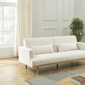 Klappsofa 3-Sitzer mit Schlaffunktion - Bouclé-Stoff - Weiß - ESME