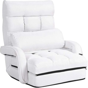 Klappsofa verstellbar, Liegebett mit Armlehnen und Kissen, klappbar, gepolstert, für Zuhause und Büro Weiss - Costway