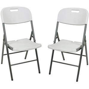 Klappstuhl GARDEN PLEASURE MUFARO Stühle Gr. B/H/T: 46 cm x 87 cm x 54 cm, 2 St., Stahl, weiß (weiß, grau) Klappstühle 2er Set