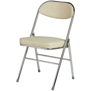 Klappstuhl Kunstleder Chrom  Florian ¦ beige ¦ Maße (cm): B: 47 H: 80 T: 54.0