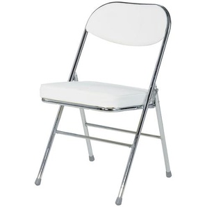 Klappstuhl Kunstleder Chrom - weiß - Materialmix - 55 cm - 80 cm - 54 cm | Möbel Kraft